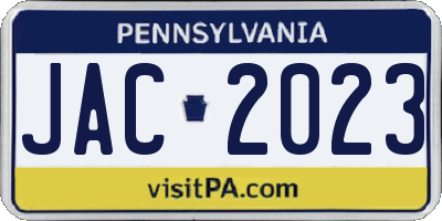 PA license plate JAC2023