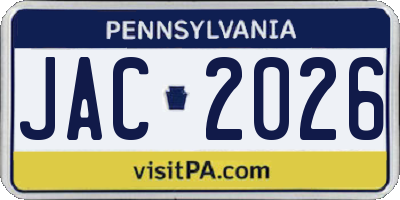 PA license plate JAC2026
