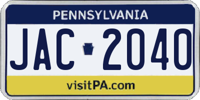 PA license plate JAC2040