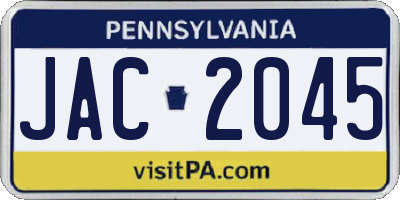 PA license plate JAC2045
