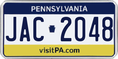 PA license plate JAC2048