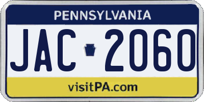 PA license plate JAC2060