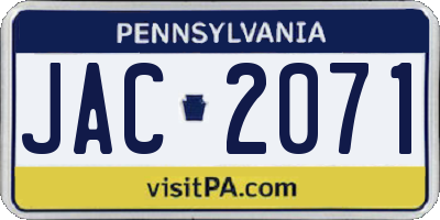 PA license plate JAC2071