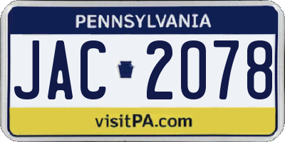 PA license plate JAC2078