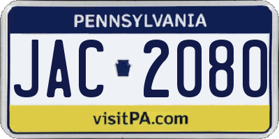 PA license plate JAC2080