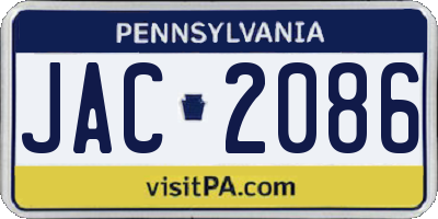 PA license plate JAC2086