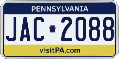 PA license plate JAC2088