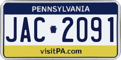 PA license plate JAC2091