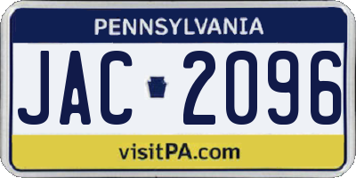 PA license plate JAC2096