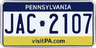 PA license plate JAC2107