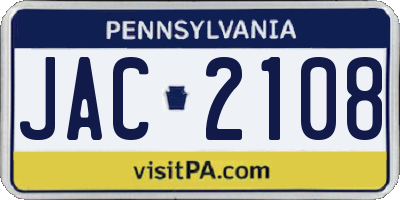 PA license plate JAC2108