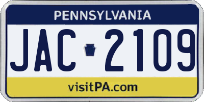 PA license plate JAC2109