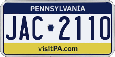 PA license plate JAC2110