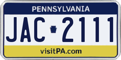 PA license plate JAC2111