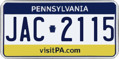 PA license plate JAC2115