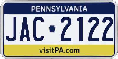 PA license plate JAC2122