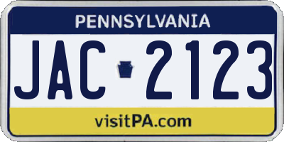 PA license plate JAC2123