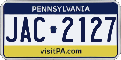 PA license plate JAC2127