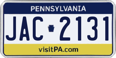 PA license plate JAC2131