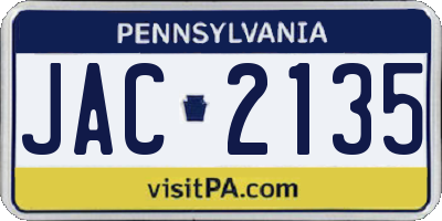 PA license plate JAC2135