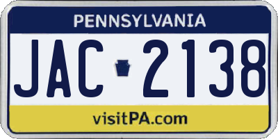 PA license plate JAC2138
