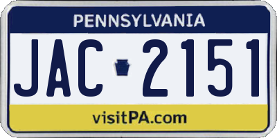 PA license plate JAC2151