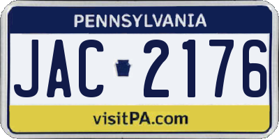 PA license plate JAC2176
