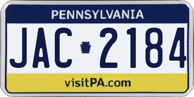 PA license plate JAC2184