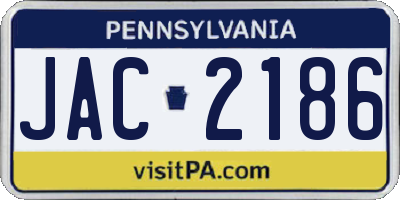 PA license plate JAC2186