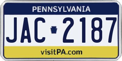PA license plate JAC2187