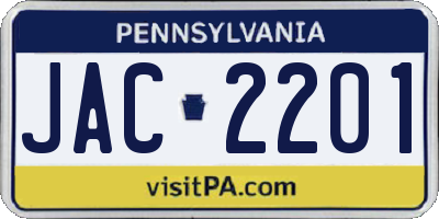 PA license plate JAC2201