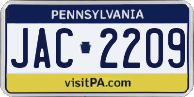 PA license plate JAC2209