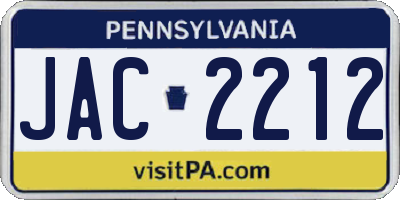 PA license plate JAC2212