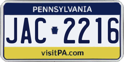 PA license plate JAC2216