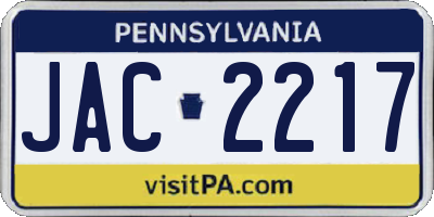 PA license plate JAC2217