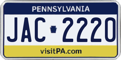 PA license plate JAC2220