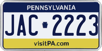 PA license plate JAC2223