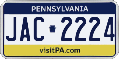 PA license plate JAC2224
