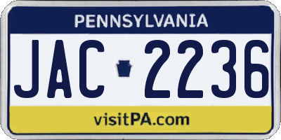 PA license plate JAC2236