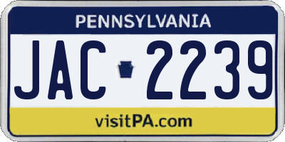 PA license plate JAC2239