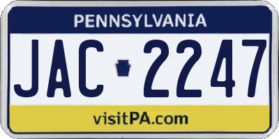 PA license plate JAC2247