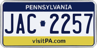 PA license plate JAC2257