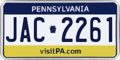 PA license plate JAC2261