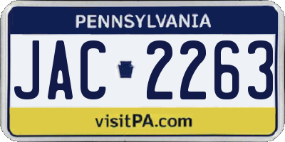 PA license plate JAC2263