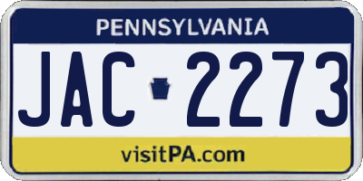 PA license plate JAC2273