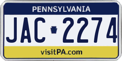 PA license plate JAC2274