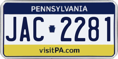 PA license plate JAC2281
