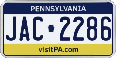 PA license plate JAC2286
