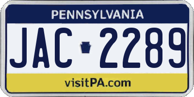 PA license plate JAC2289