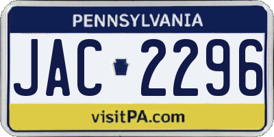 PA license plate JAC2296